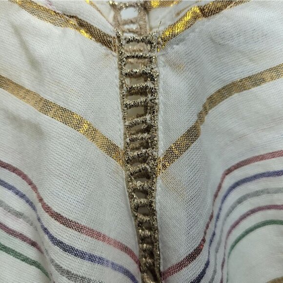 ❤ 3 For $35 Revolve Saylor metallic stripe  ruffle crop short sleeve blouse xs - Picture 9 of 15